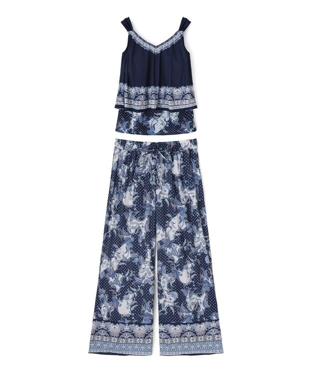 San-ai Resort（三愛水着楽園） ロングパンツセット　13L・15L　【Coral veil（コーラルヴェール）】 ネイビー