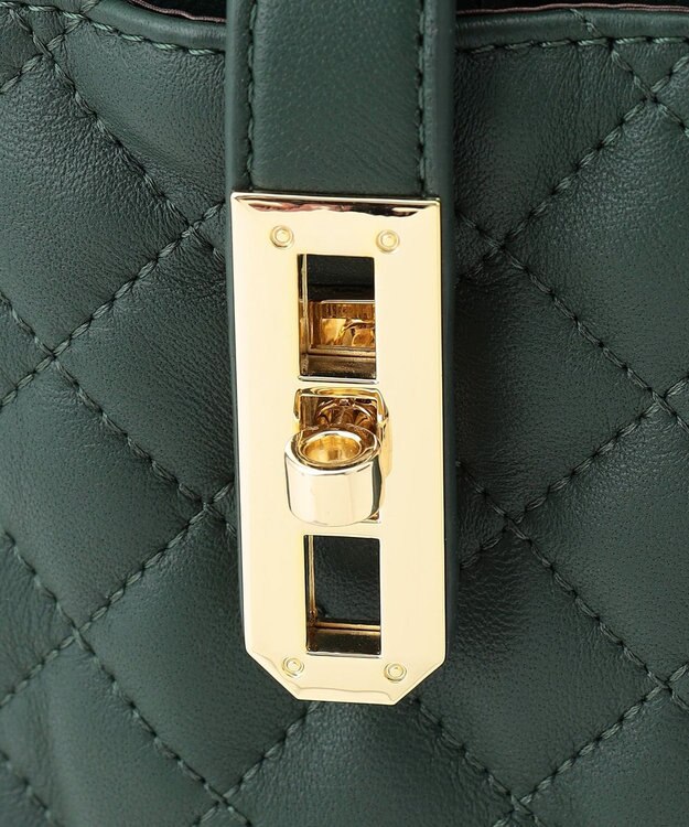 LA BAGAGERIE シープキルトWストラップスクエアショルダー グリーン