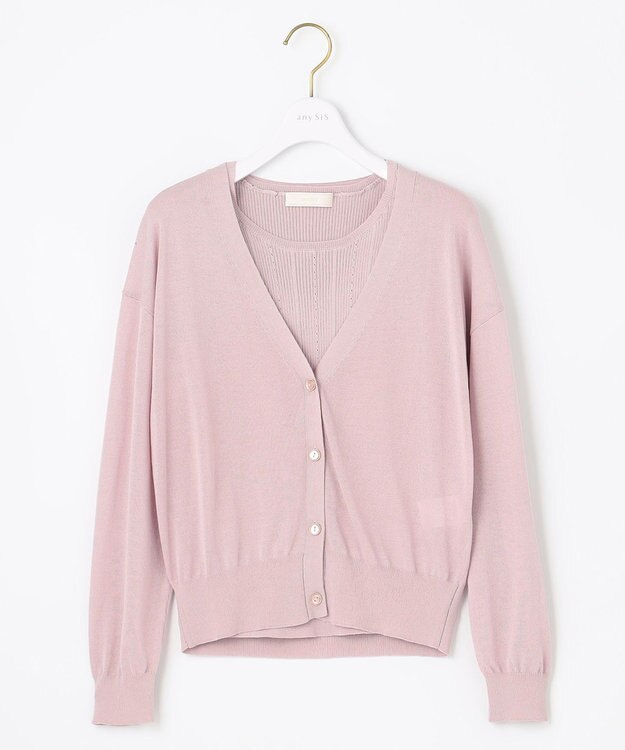 ANY SIS S 【美人百花6月号掲載】2SET シアーカーディガン アンサンブル ライトピンク