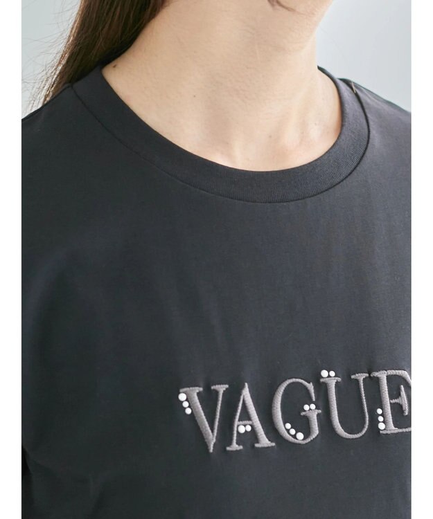 Te chichi パール&刺繍ロゴスタンダードTシャツ ブラック