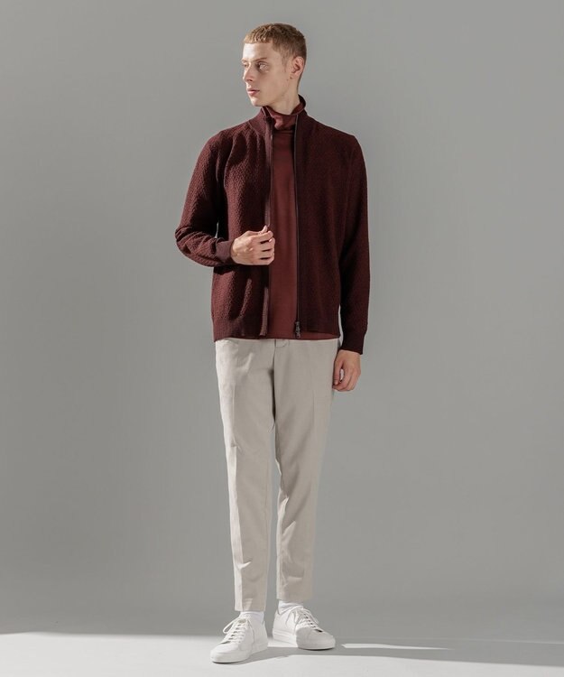 JOSEPH HOMME ウールジャージーウォッシャブル　タートルネック ワイン系