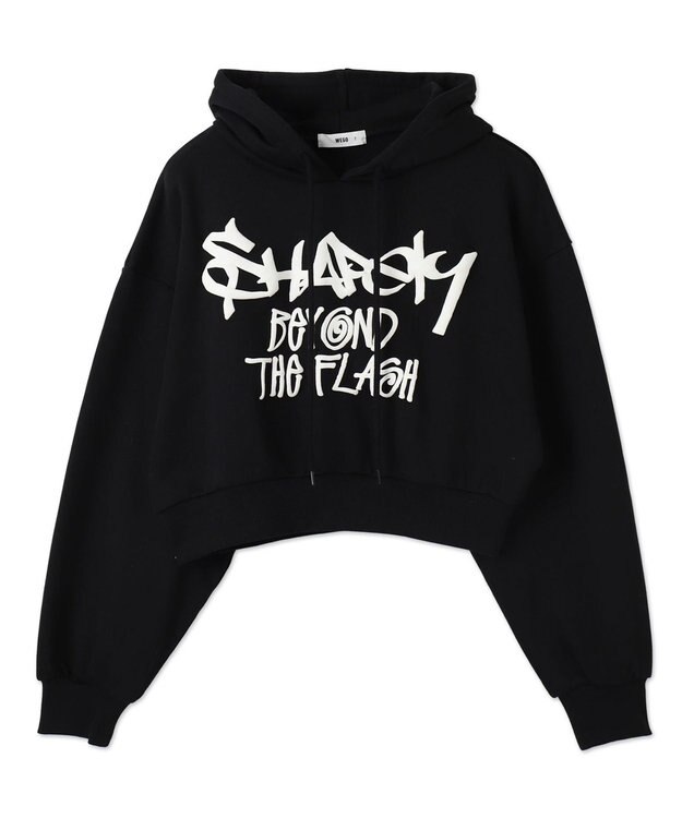 WEGO ハンドライティングショートパーカー ブラック