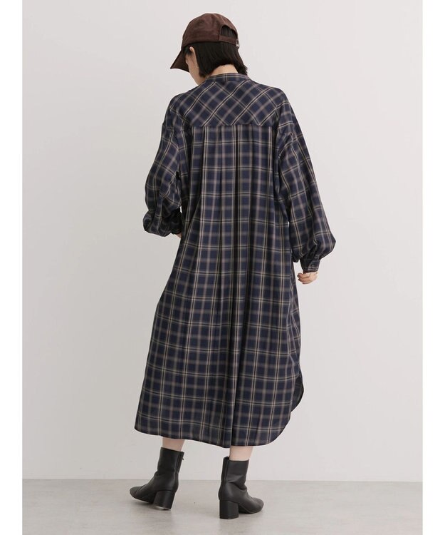 AMERICAN HOLIC イージーケアＷポケットシャツワンピース Check Navy