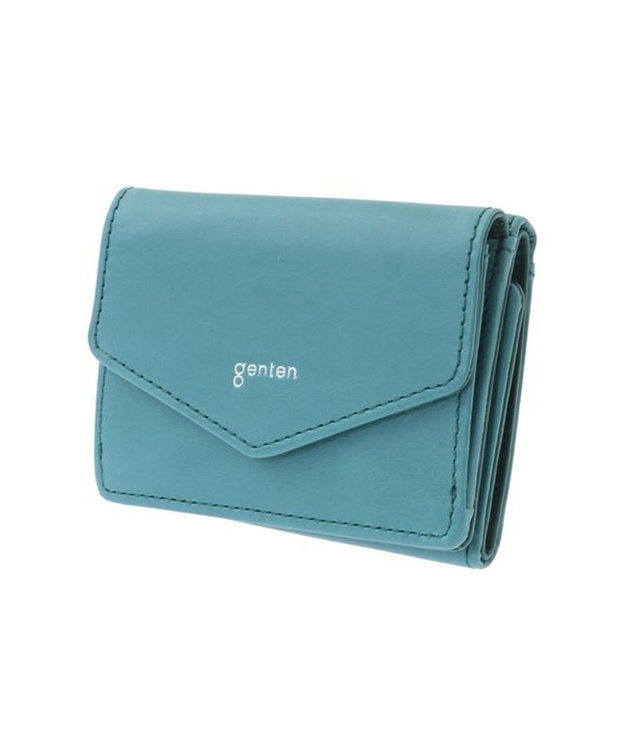 genten ピア ボックス3つ折り財布 ブルーグリーン