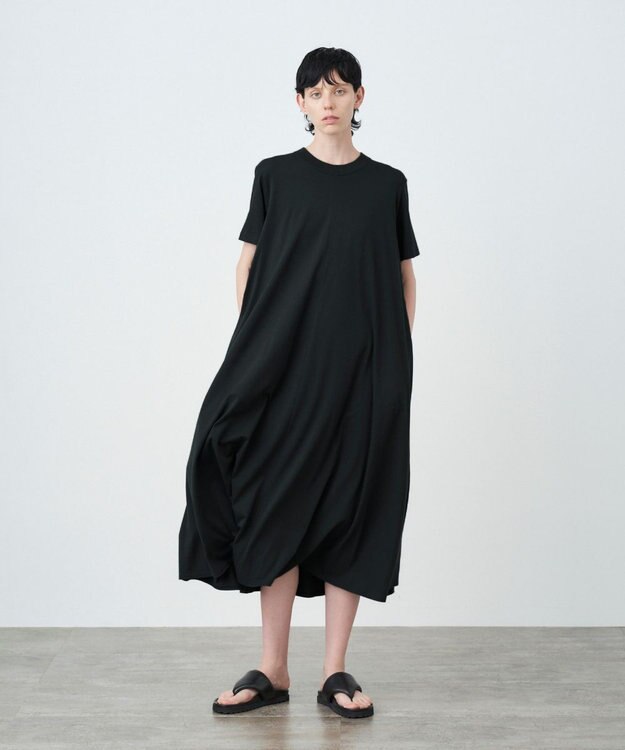 ATON 48/2 NATURAL DYE COTTON | フレアドレス BLACK