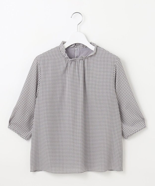 J.PRESS LADIES L 千鳥プリント フリル襟 カットソー ライトグレー系5