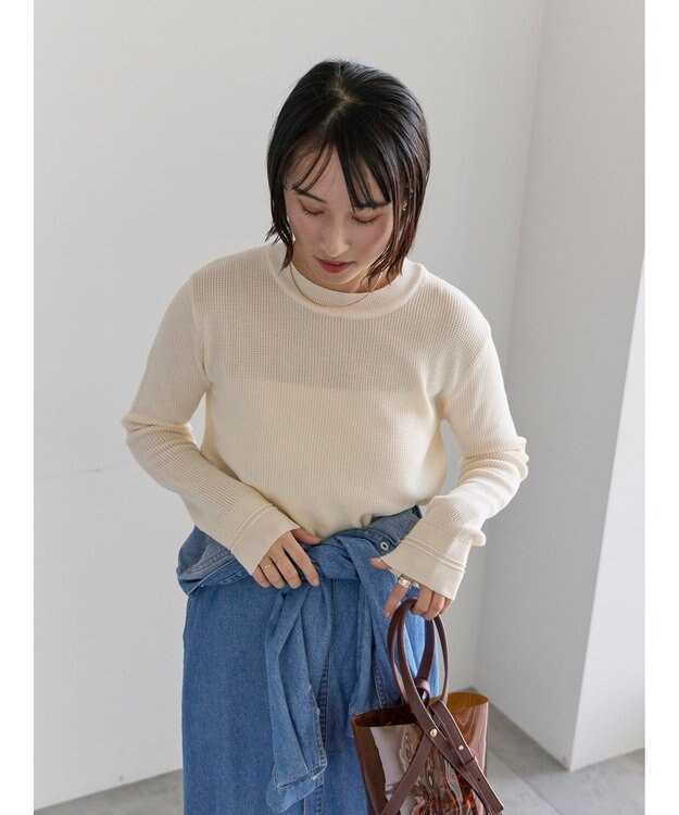 Te chichi チャーム付きワッフルニットプルオーバー オフホワイト