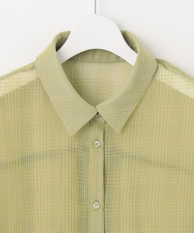 Feroux シアーチェック ブラウス ライトグリーン系