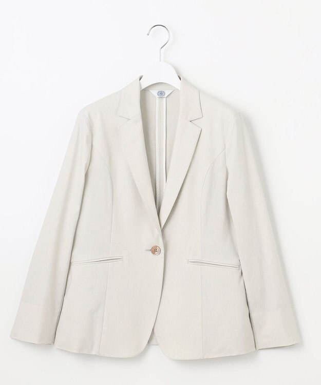 J.PRESS LADIES L 【セットアップ対応】セルロースリネンストレッチ テーラード ジャケット ライトグレー系