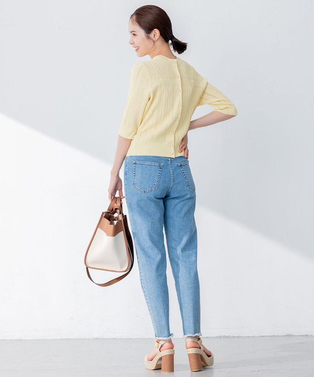 組曲 【前後着用可】MINAレーシーニット カーディガン イエロー系9