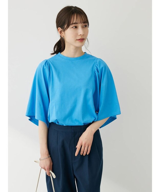 Green Parks 汗じみ防止袖ギャザープルオーバー Blue