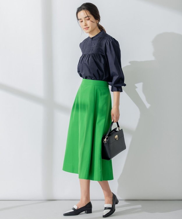 組曲 【5色展開・後ろゴム仕様】カラータフタ スカート ダークグリーン系