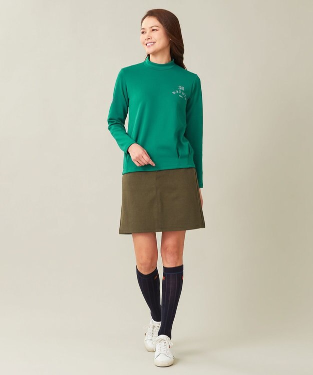 23区GOLF 【WOMEN】ライトダンボール モックネックシャツ グリーン系