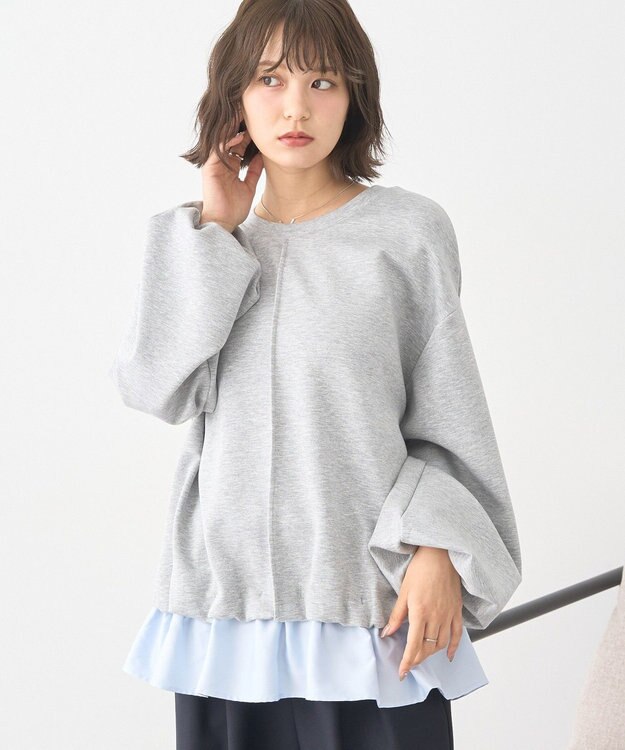earth music&ecology フリルヘムドッキングプルオーバー Light Gray