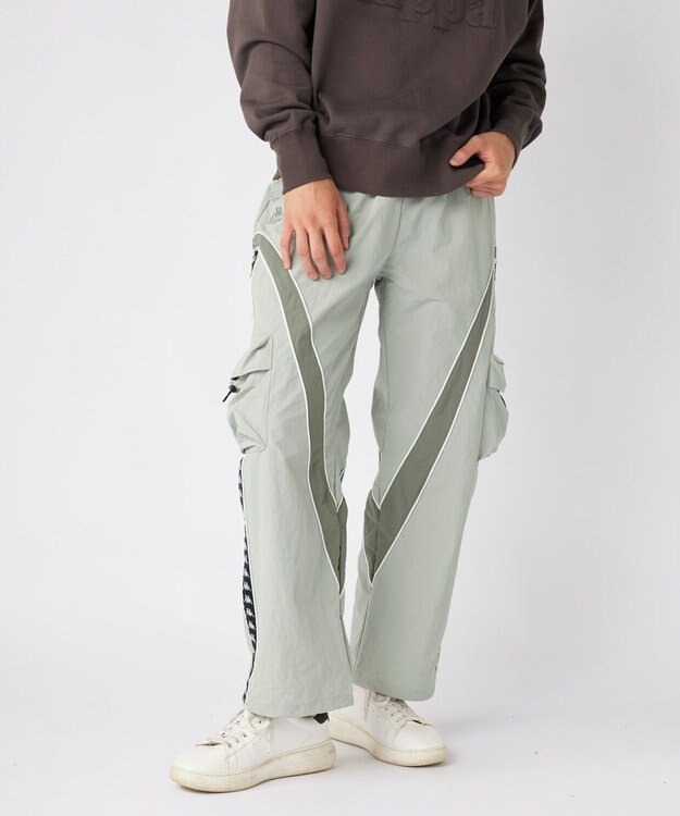 OP／FILA 【Kappa】ワイドシルエット バンダトラックパンツ グレー