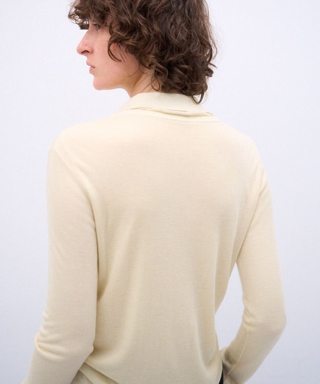 ATON SILK BLENDED CIRCULAR RIB | クルー＆ポロレイヤードプルオーバー YELLOW