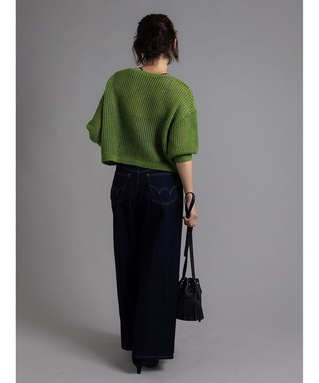 Te chichi スパンコールメッシュハーフスリーブニット《2025Autumn catalog item》 グリーン