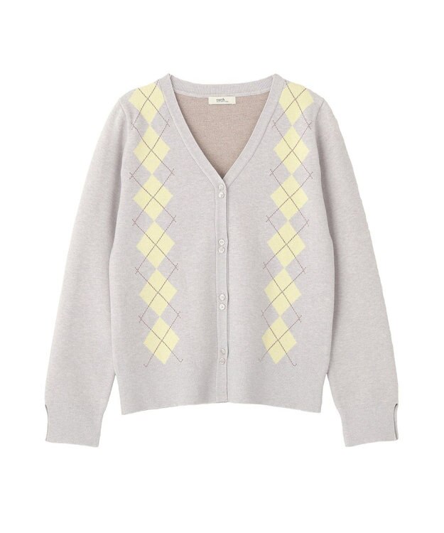 earth music&ecology アーガイルニットカーディガン Ivory