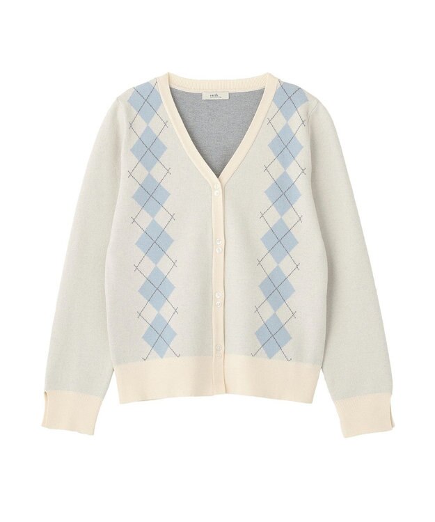 earth music&ecology アーガイルニットカーディガン Ivory
