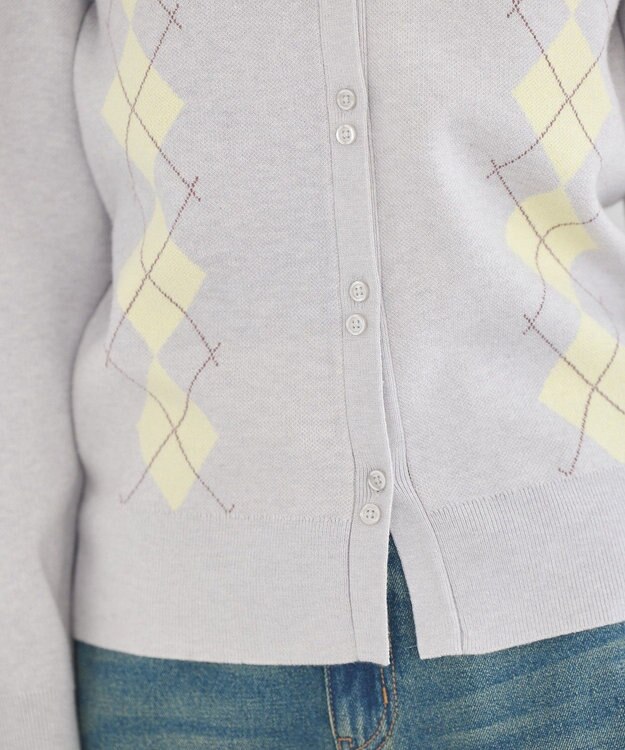 earth music&ecology アーガイルニットカーディガン Light Gray