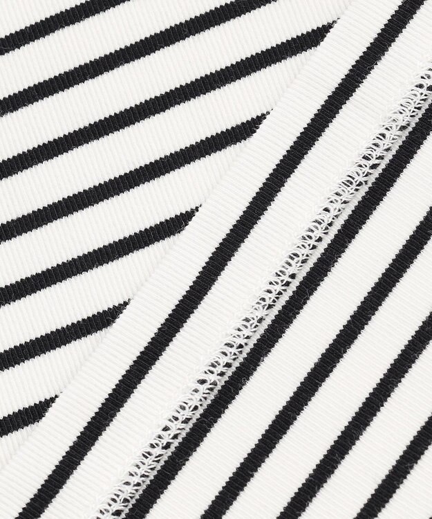 UNFILO L ハイツイストスムース バックZIP ボーダートップス オフ×ブラック