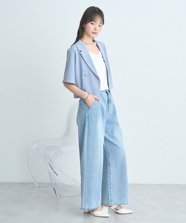 earth music&ecology ショートテーラードジャケット Sax