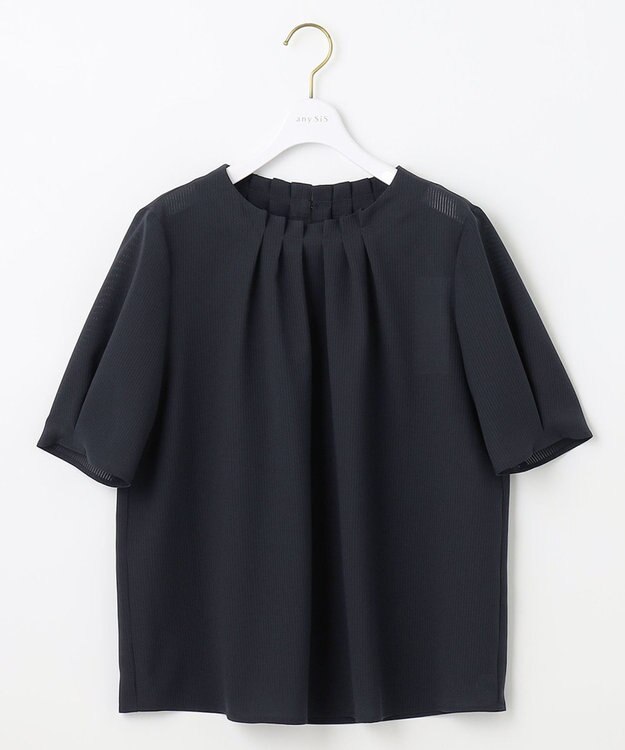 ANY SIS 【美人百花6月号掲載】シアーストライプ ブラウス ネイビー