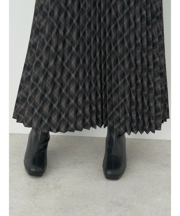 earth music&ecology すきな丈プリーツスカート Check Black