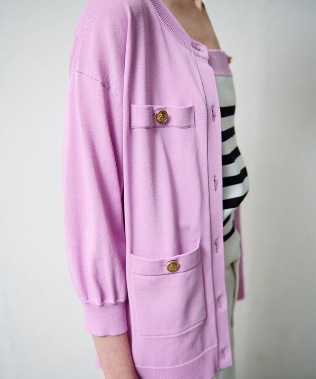 GRACE CONTINENTAL 配色ニットカーディガン ピンク