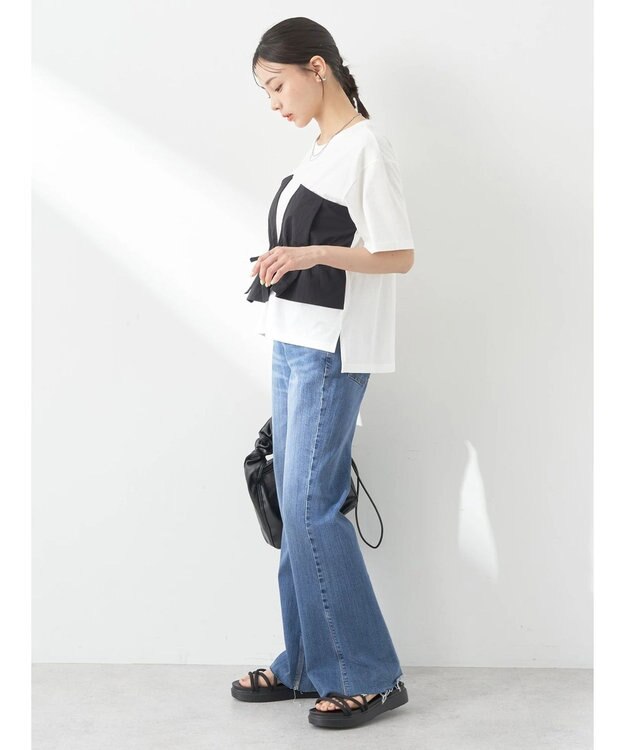 earth music&ecology ビスチェドッキングプルオーバー White×Black