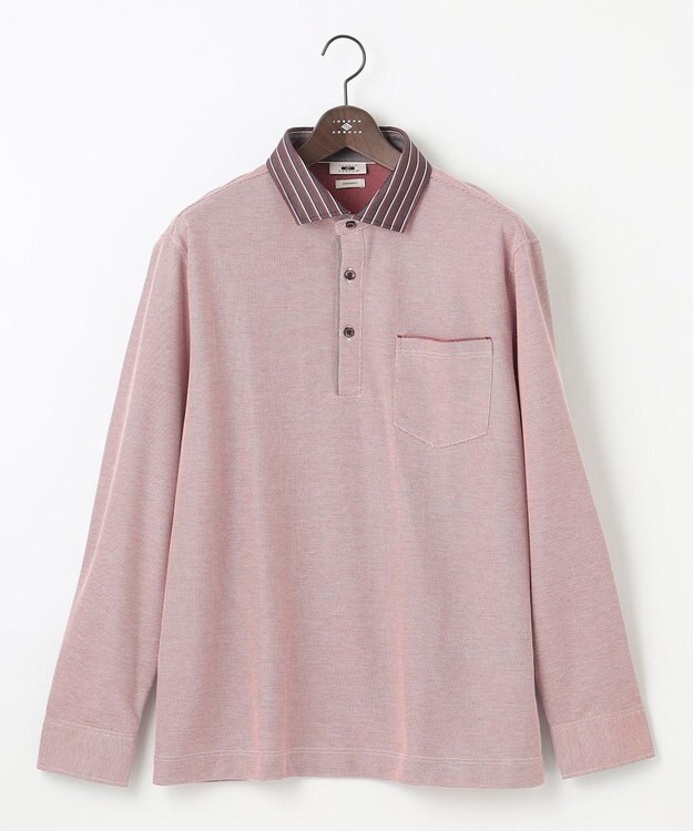 JOSEPH ABBOUD 【キングサイズ・オーガニックコットン】ダディポロシャツ レッド系