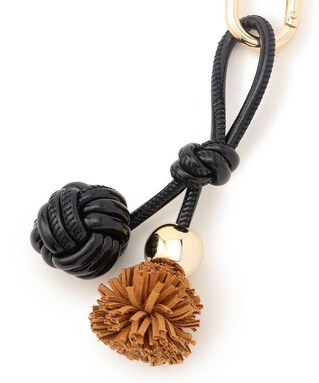 23区 【WEB&一部店舗限定】ボール フリンジ チャーム キャメル×ブラック