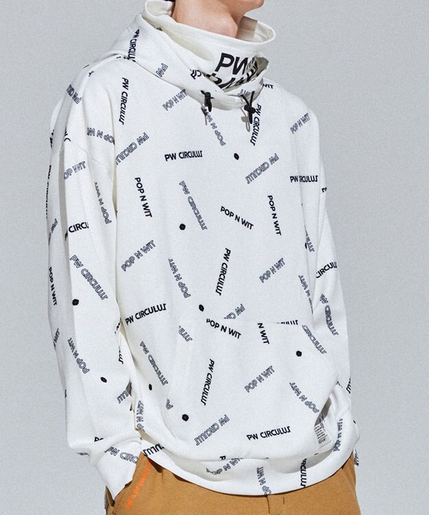 PW CIRCULUS 【 伸縮性あり 】【MEN】 LOGO  ネックウォーマー付フーディ ホワイト系5