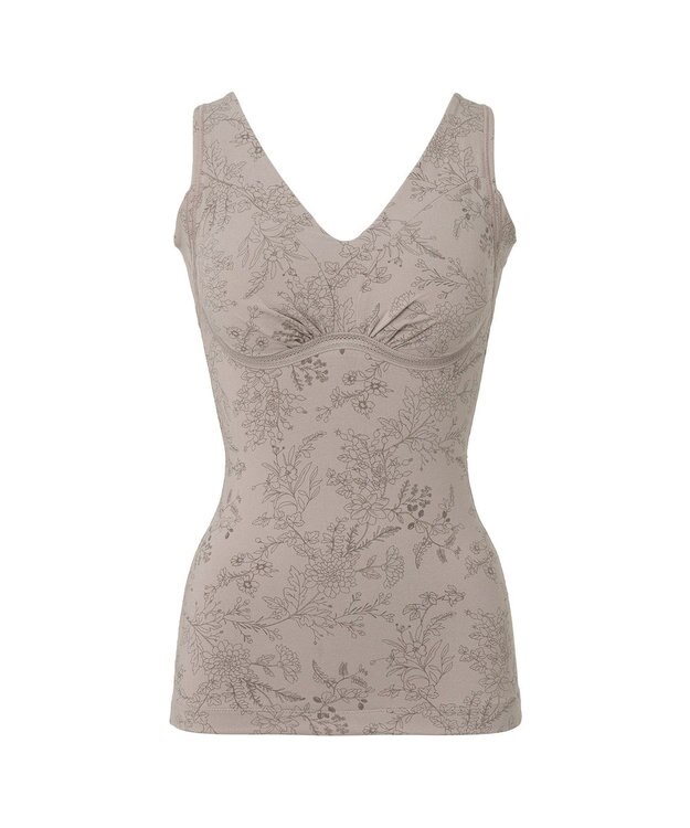 BRADELIS New York 【Yukine inc. 】ゆきねえ365綿混モアらくフルカップブラキャミ23 補正下着 締め付けすぎない快適シェイパー フラワーモカグレー