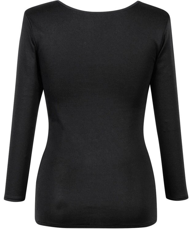 Wing あったかインナー 綿100％(肌側) 軽い シルクプロテイン加工 8分袖 長袖 秋 冬 EL2850 ウイング／ワコール ブラック