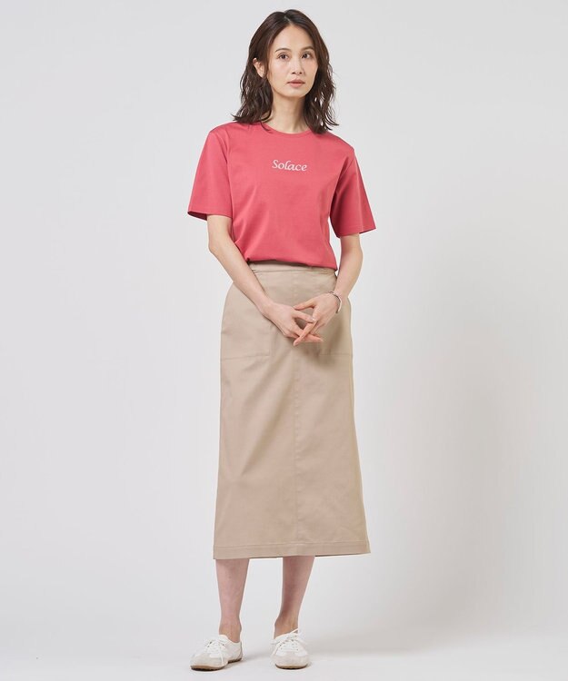 J.PRESS LADIES S 刺繍ロゴ Tシャツ ルビーレッド系