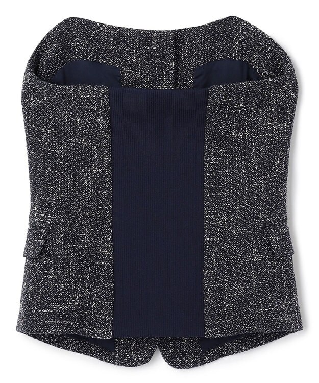 BEIGE， TRIPHANE / バックニットツイードビスチェ Navy Mix