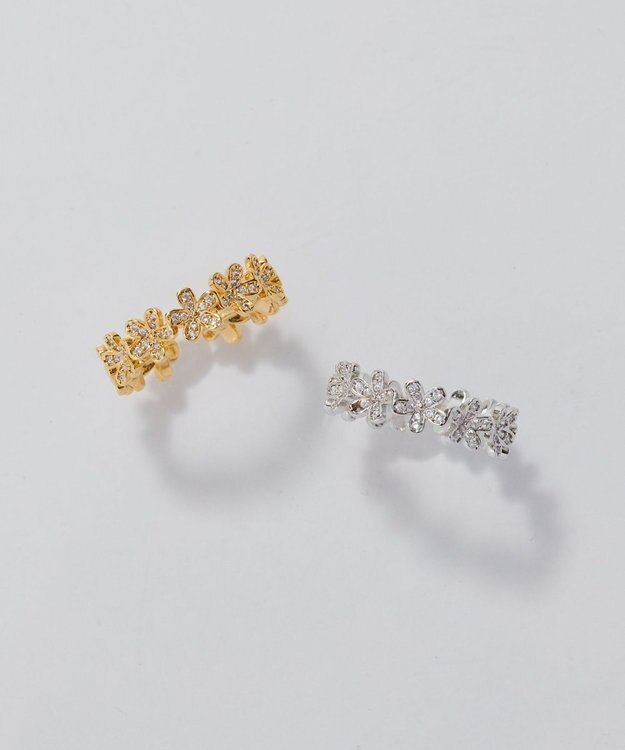 Phoebe フローラルビジューレースカフリング　シルバー シルバー