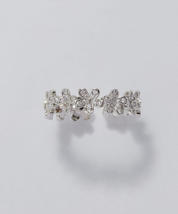 Phoebe フローラルビジューレースカフリング　シルバー シルバー