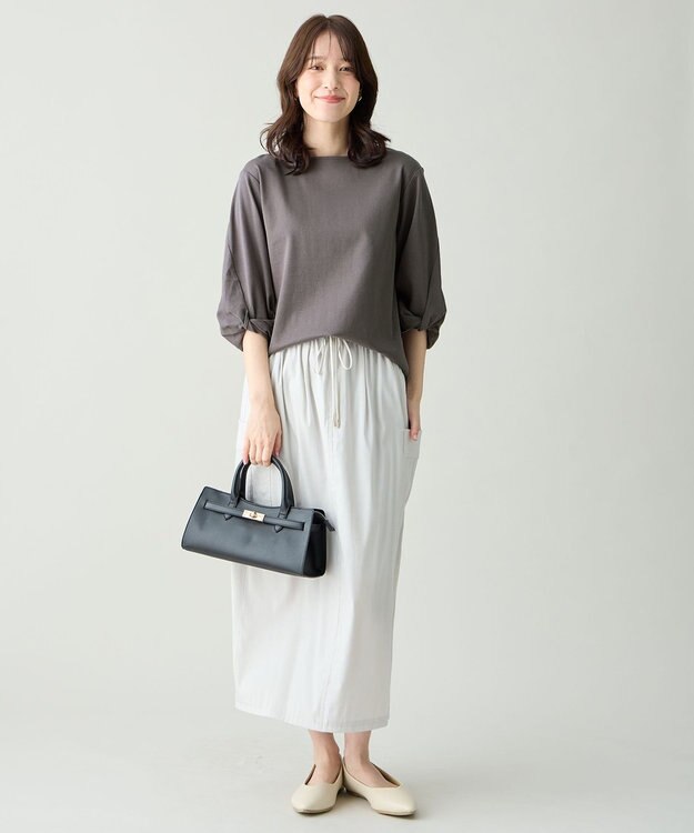 ANY L 【WEB限定】シルケットスムースツイストスリーブカットソー スレート