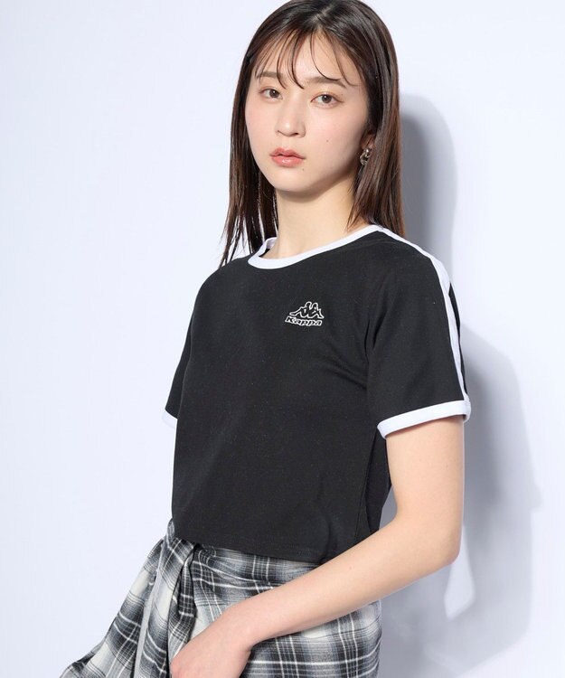 OP／FILA 【Kappa】ワンポイント 半袖リンガーTシャツ ブラック