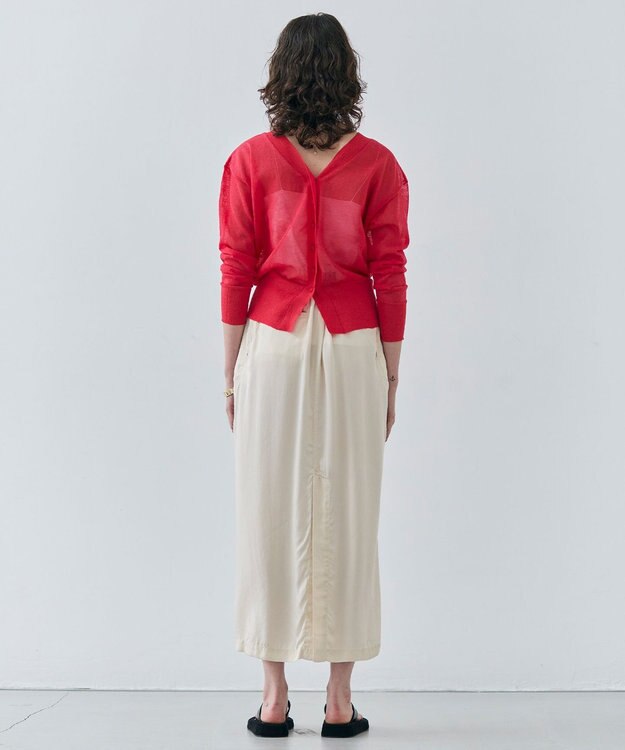 BEIGE， 【洗える・Oggi 7月号掲載】LUPINUS / 前後2WAYシアーニットカーディガン Poppy Red