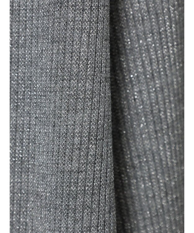 Green Parks ラメリブタートルカットソー Gray