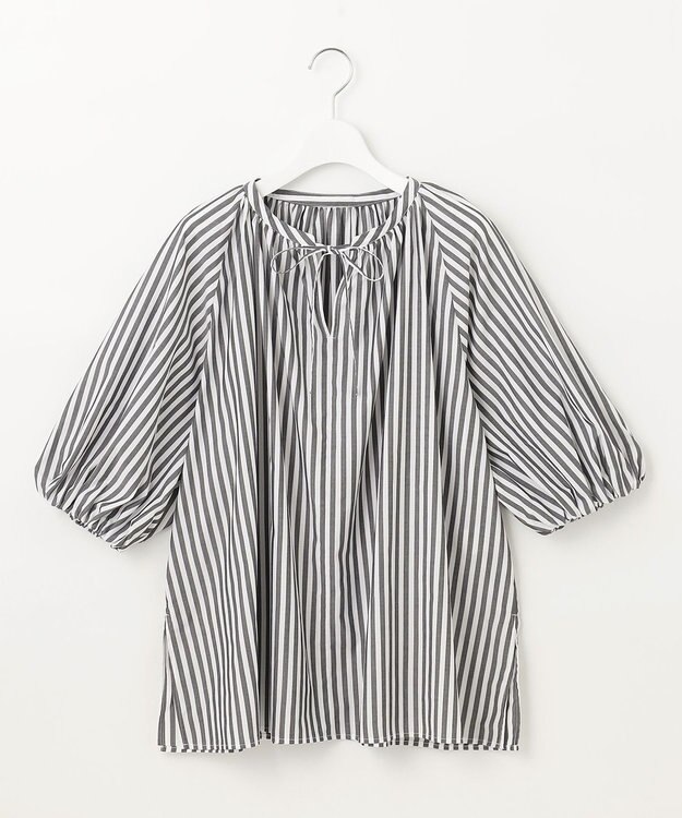 UNFILO 【洗える】イージーケア ボリュームスリーブブラウス ブラック系