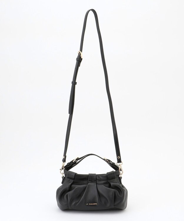 LA BAGAGERIE シープレザー　ギャザーミニマムバッグ ブラック