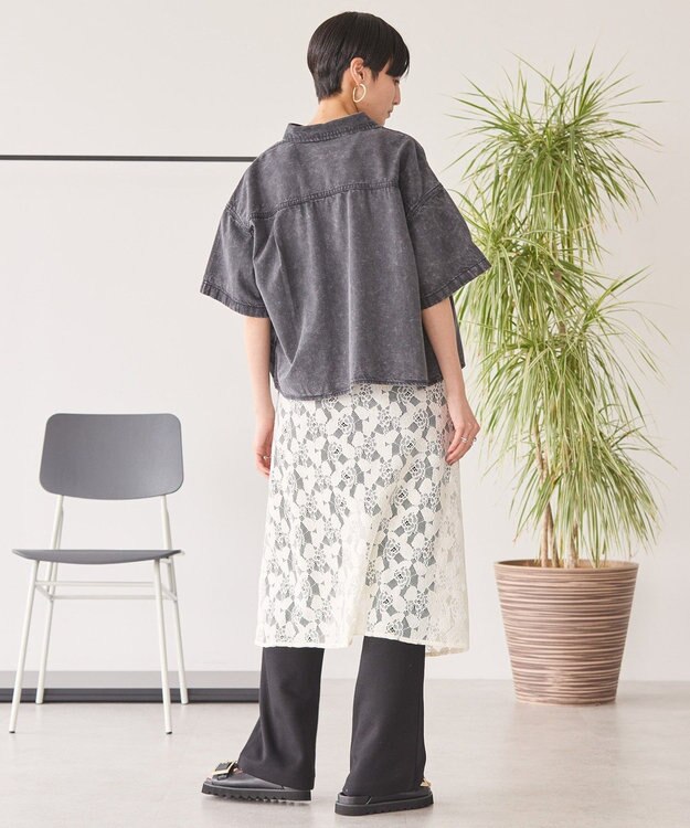 AMERICAN HOLIC Ｗポケットデニムショートシャツ Black