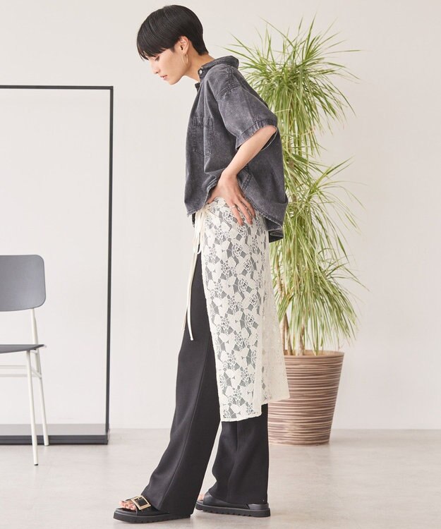 AMERICAN HOLIC Ｗポケットデニムショートシャツ Black