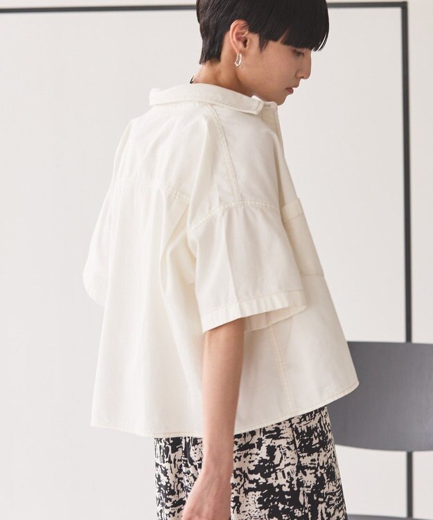 AMERICAN HOLIC Ｗポケットデニムショートシャツ Off White