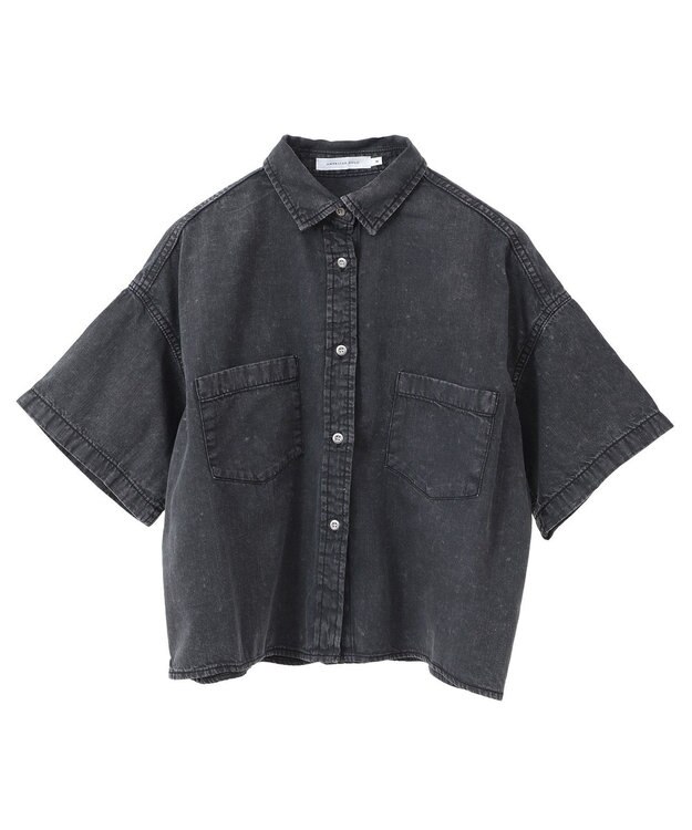 AMERICAN HOLIC Ｗポケットデニムショートシャツ Black