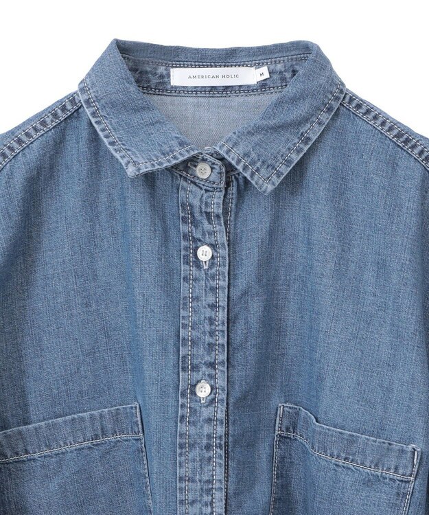 AMERICAN HOLIC Ｗポケットデニムショートシャツ Indigo